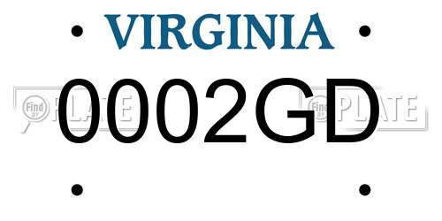 0002GD Virginia License Plate