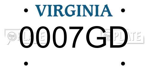 0007GD Virginia License Plate