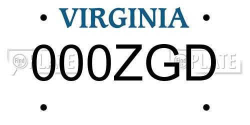 000ZGD Virginia License Plate