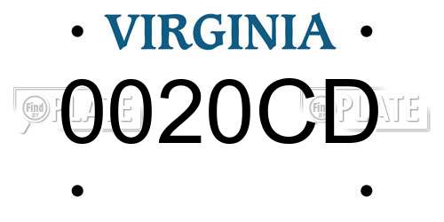 0020CD Virginia License Plate