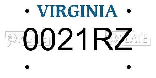 0021RZ Virginia License Plate