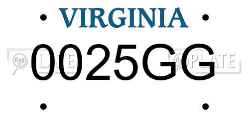 0025GG Virginia License Plate