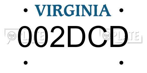 002DCD Virginia License Plate
