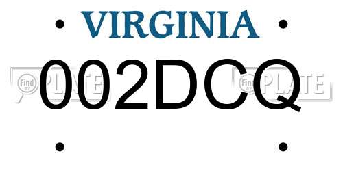 002DCQ Virginia License Plate