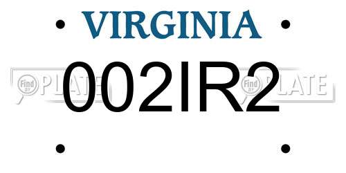 002IR2 Virginia License Plate