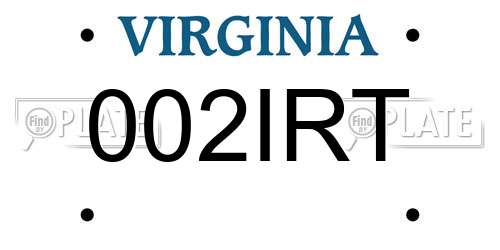 002IRT Virginia License Plate
