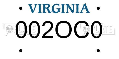 002OC0 Virginia License Plate