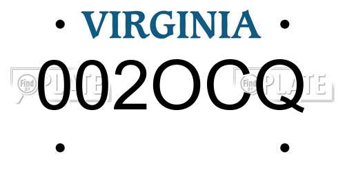 002OCQ Virginia License Plate