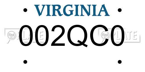 002QC0 Virginia License Plate