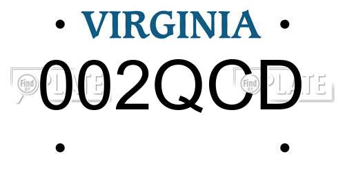 002QCD Virginia License Plate