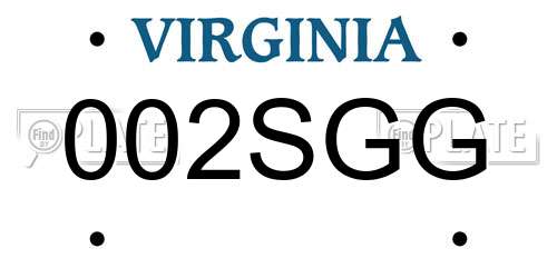 002SGG Virginia License Plate
