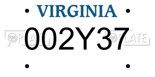 002Y37 Virginia License Plate