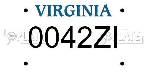 0042ZI Virginia License Plate