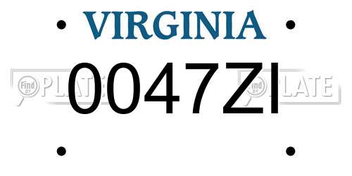 0047ZI Virginia License Plate