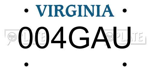004GAU Virginia License Plate