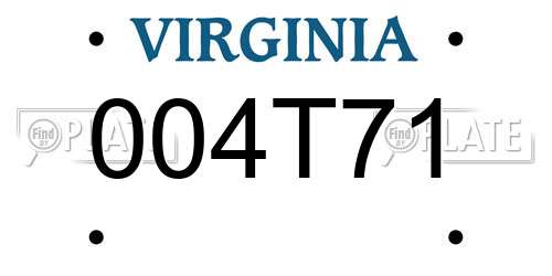004T71 Virginia License Plate