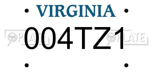 004TZ1 Virginia License Plate
