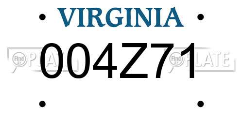 004Z71 Virginia License Plate