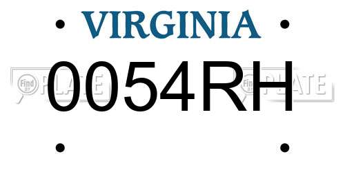 0054RH Virginia License Plate