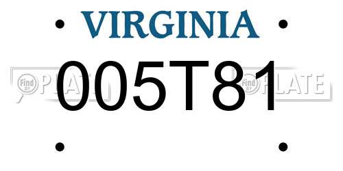 005T81 Virginia License Plate