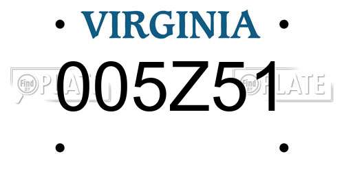 005Z51 Virginia License Plate