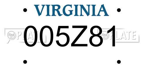 005Z81 Virginia License Plate