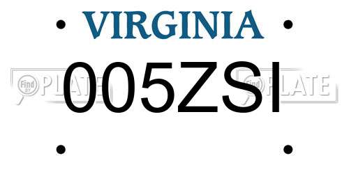 005ZSI Virginia License Plate