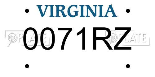 0071RZ Virginia License Plate