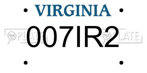 007IR2 Virginia License Plate