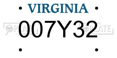 007Y32 Virginia License Plate