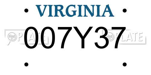 007Y37 Virginia License Plate