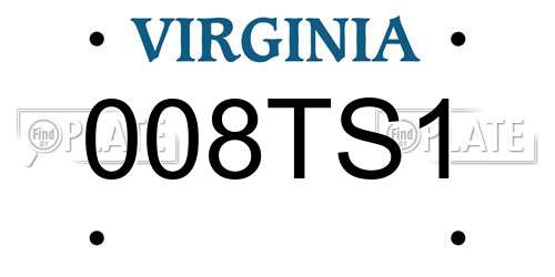 008TS1 Virginia License Plate