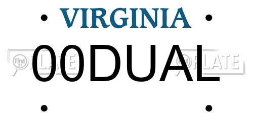 00DUAL Virginia License Plate