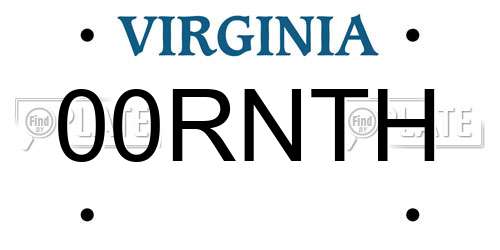 00RNTH Virginia License Plate