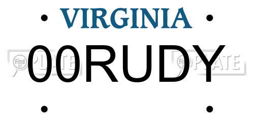 00RUDY Virginia License Plate