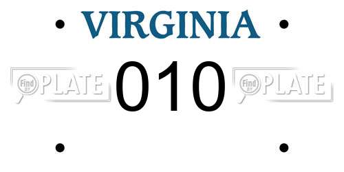010 Virginia License Plate