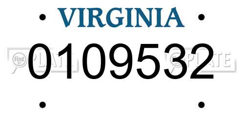 0109532 Virginia License Plate