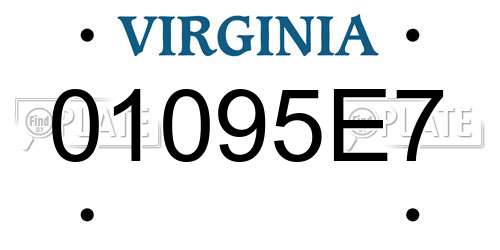 01095E7 Virginia License Plate