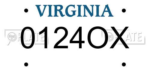 0124OX Virginia License Plate