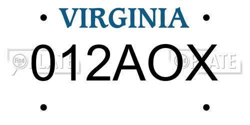 012AOX Virginia License Plate