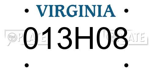 013H08 Virginia License Plate