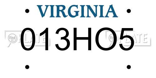013HO5 Virginia License Plate
