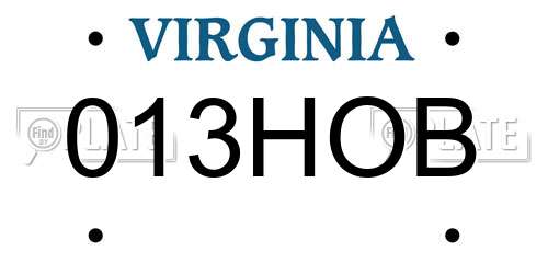 013HOB Virginia License Plate