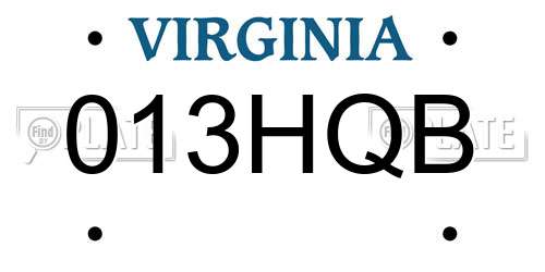 013HQB Virginia License Plate