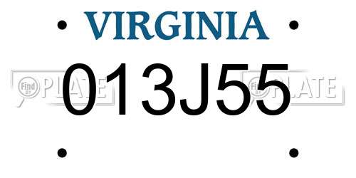 013J55 Virginia License Plate