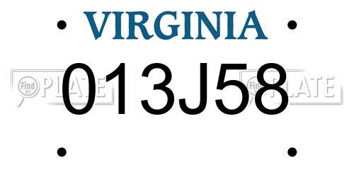 013J58 Virginia License Plate