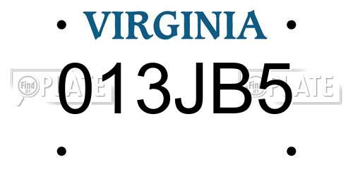 013JB5 Virginia License Plate
