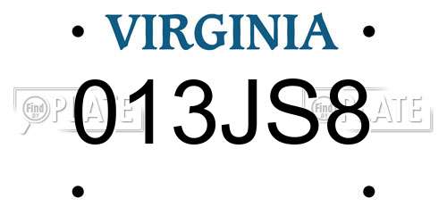 013JS8 Virginia License Plate