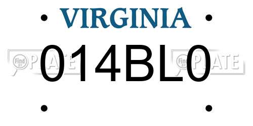 014BL0 Virginia License Plate