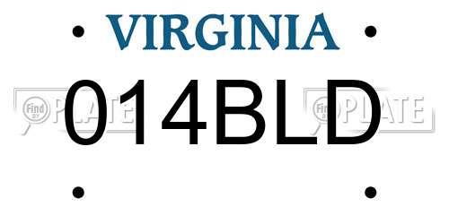 014BLD Virginia License Plate